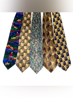 J. Garcia Silk Ties Lot Of 5 Special Edition Birthday Holiday 3.5-3.75 x 57-60”